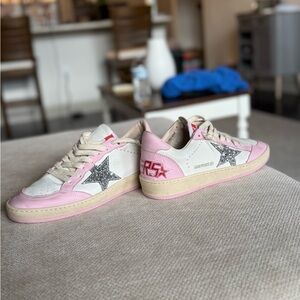 Golden Goose Pink and Cream Ball Star Sneakers